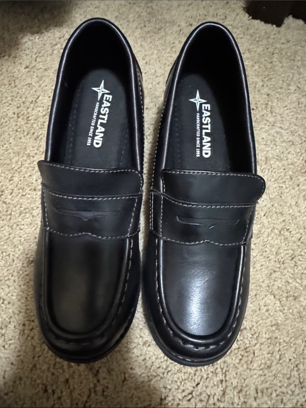 Eastland Black Leather Slip-On Penny Loafers